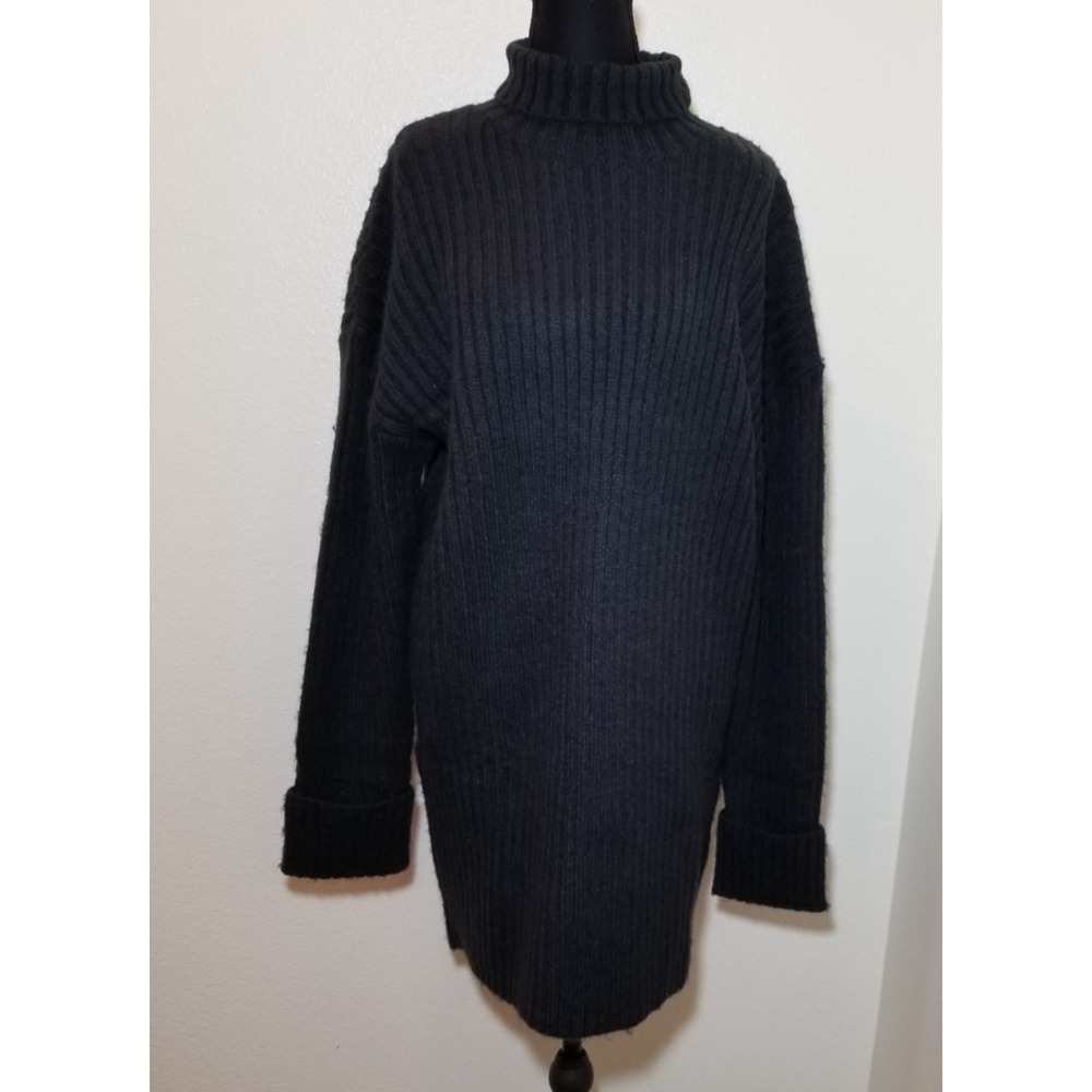 Asos Womens Small Black Sweater Dress Wool Minimalist Preppy City Retro NWOT